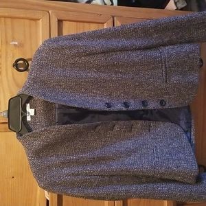 COLDWATER CREEK Jacket Pockets Blue Black Gray Tweed Size 10